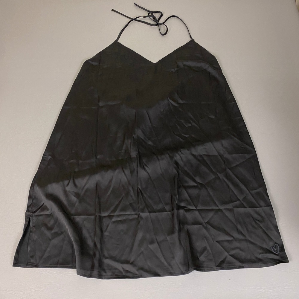 Miss to Mrs Slip Dress Plus Size 2XL Black Silky  Halter Neck Mini Chemise New